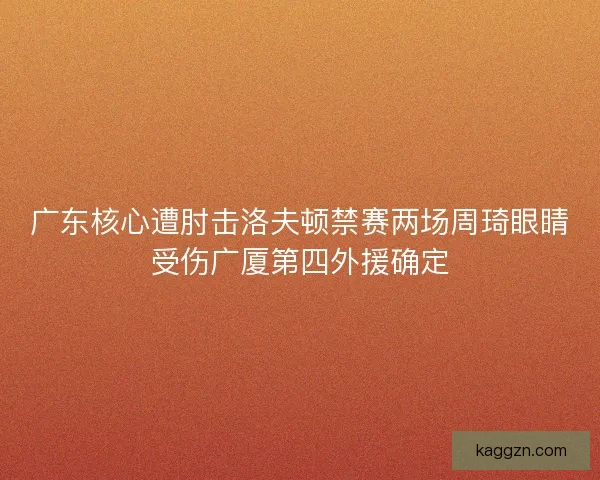 广东核心遭肘击洛夫顿禁赛两场周琦眼睛受伤广厦第四外援确定