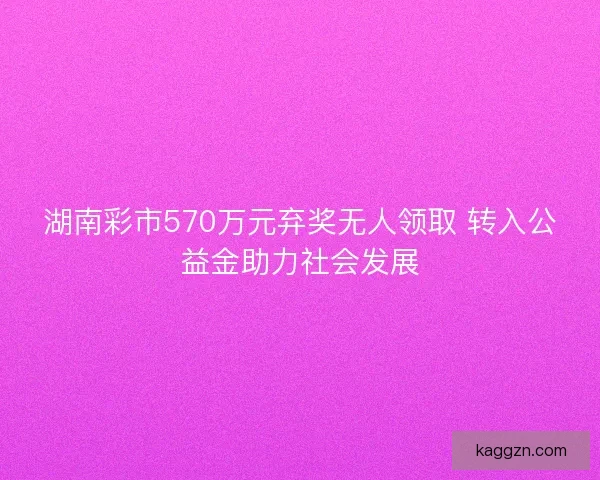 湖南彩市570万元弃奖无人领取 转入公益金助力社会发展