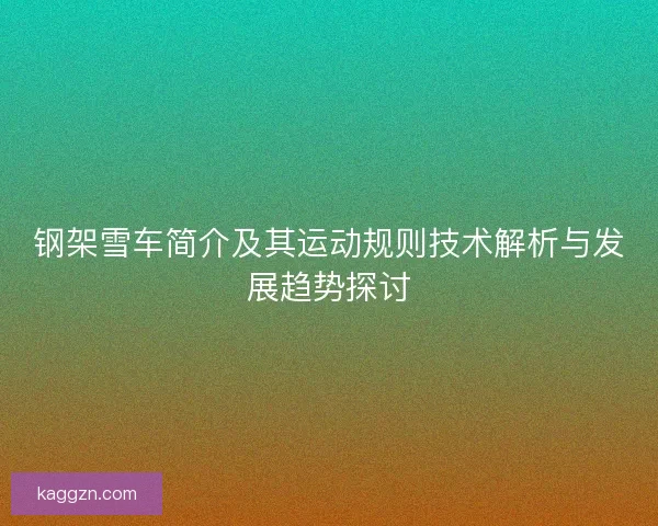 钢架雪车简介及其运动规则技术解析与发展趋势探讨
